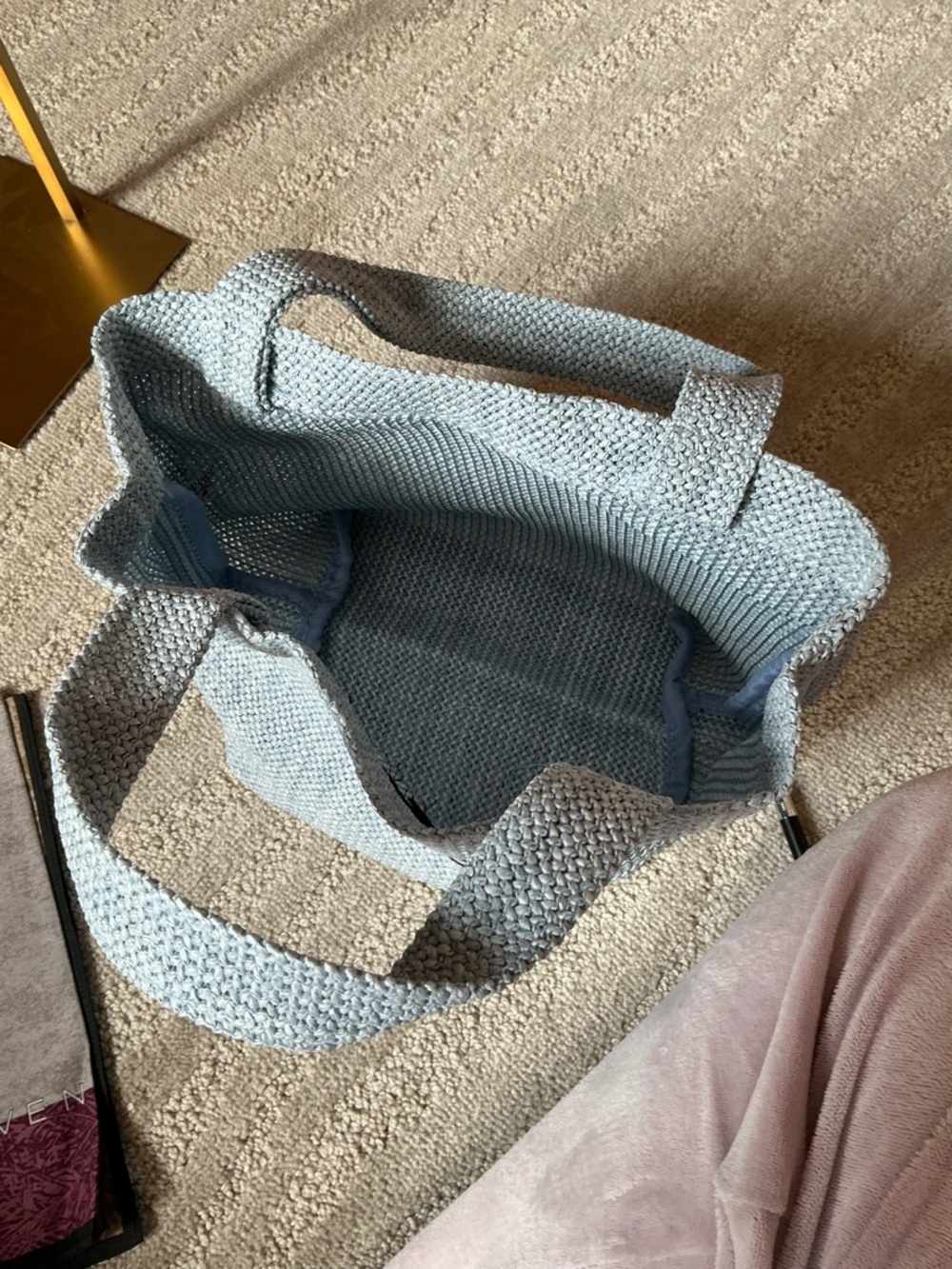 Prada- Beauty Line EUC Light Gray Woven Tote Bag - Picture 7 of 9
